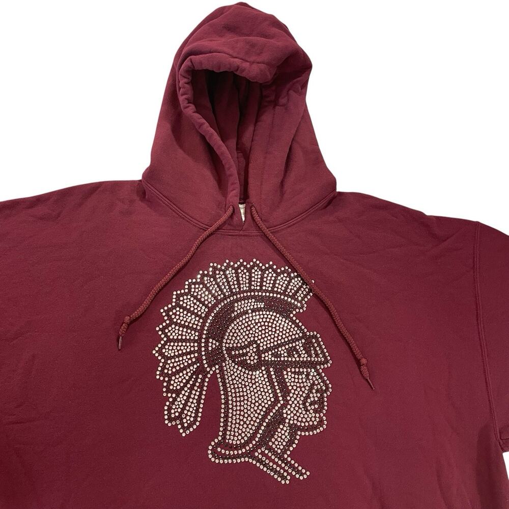 Trojan Hoodie Men's 2XL Custom Rhinestone Design Heavyweight Fleece Sweatshirt
